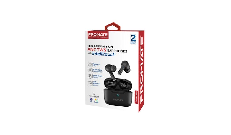 Promate ProPods High-Definition ANC TWS Earphones with intellitouch - Black