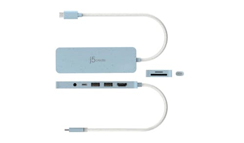 J5 Create JCD373EC USB-C Multi-Port Hub with Power Delivery - Blue