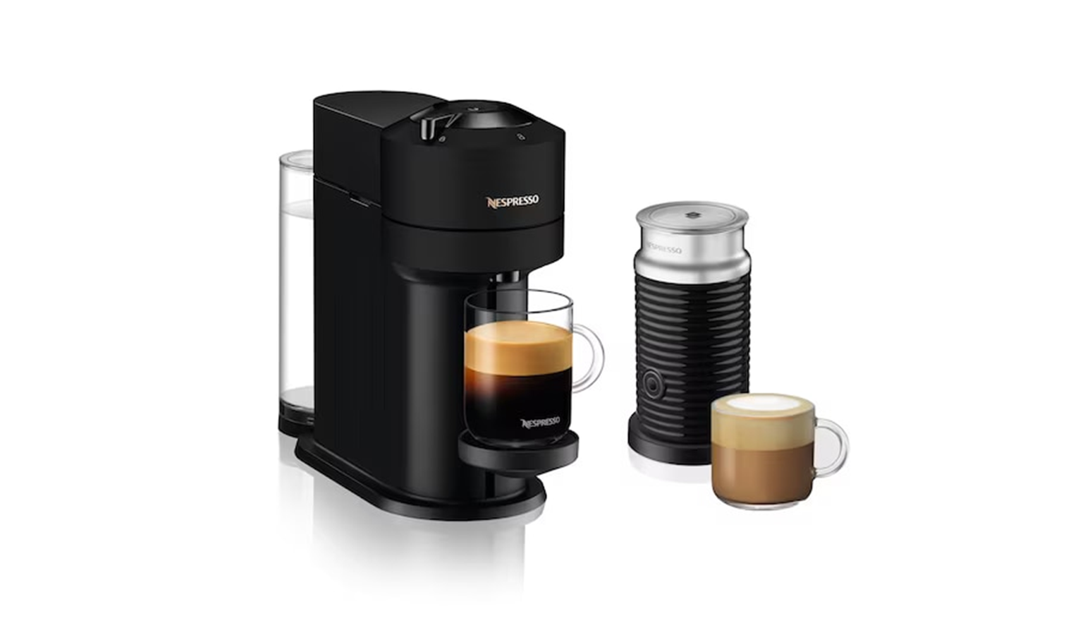 Nespresso Vertuo Next Coffee Machine Matte Black & Aeroccino Milk