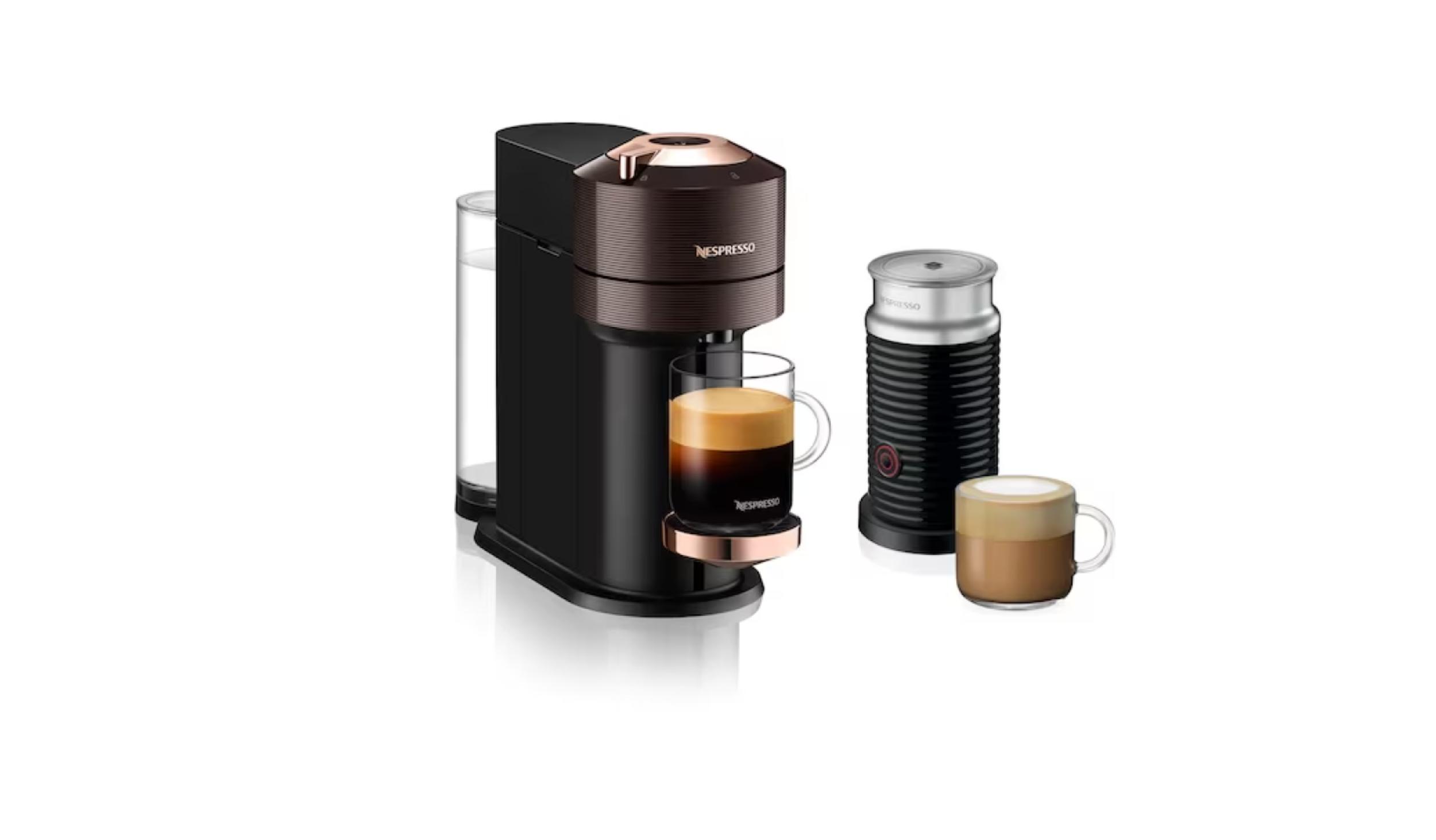 Nespresso Vertuo Next Coffee Machine Rich Brown and Aeroccino Milk