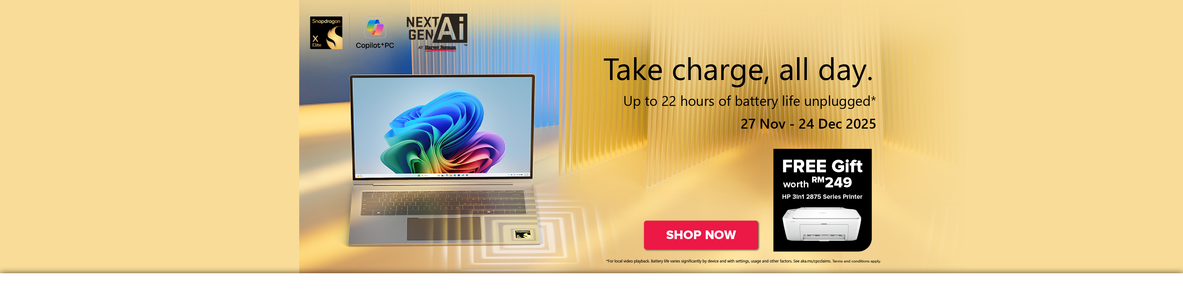 Next Gen AI Powered by Qualcomm - Take charge, all day (27 Nov - 24 Dec 2025) - Homepage Desktop