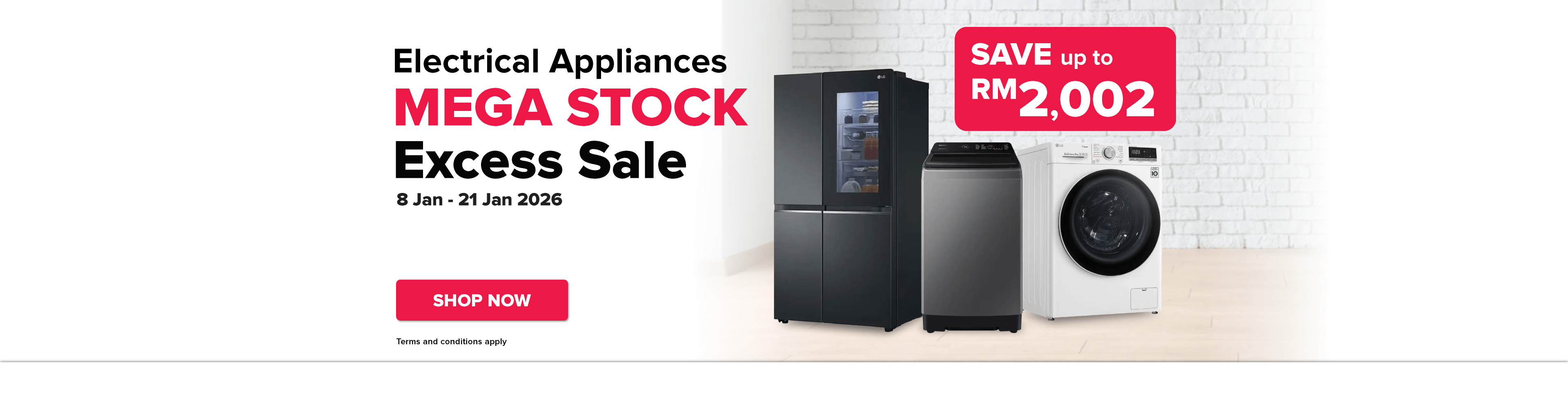 Electrical Appliance Mega Stock Excess Sale (8 Jan - 21 Jan 2025) - Homepage Desktop
