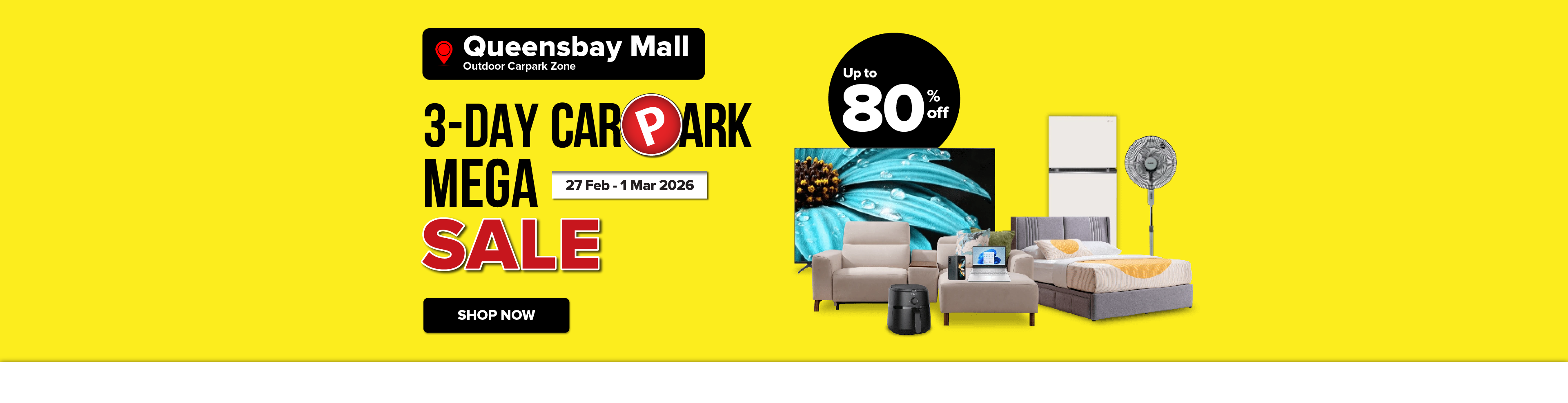 Queensbay Mall 3 Day Carpark Mega Sale (27 Feb - 01 Mar 2026) - Homepage Desktop