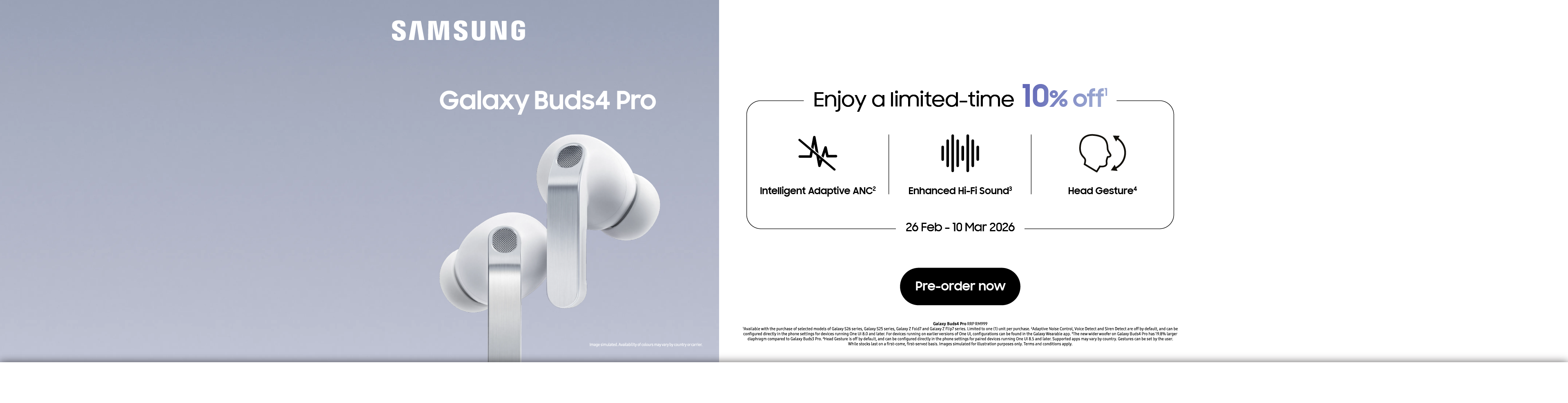 Samsung Galaxy Buds 4 Series Pre-order (26 Feb - 10 Mar 2026) - Homepage Desktop