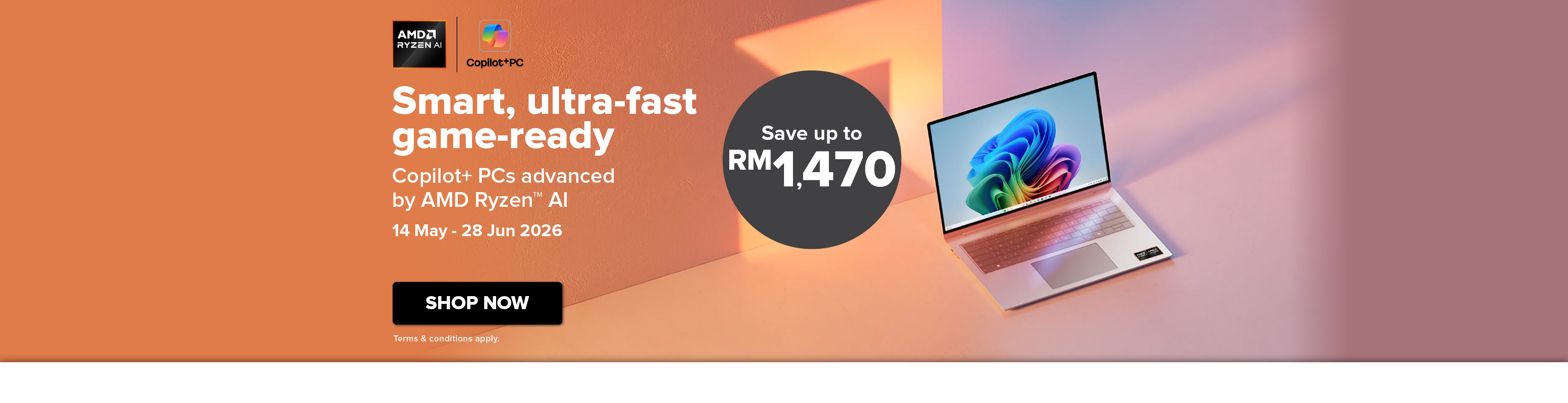 AMD - Smart, Ultra-fast, game-ready (14 May - 28 Jun 2026) - Homepage Desktop
