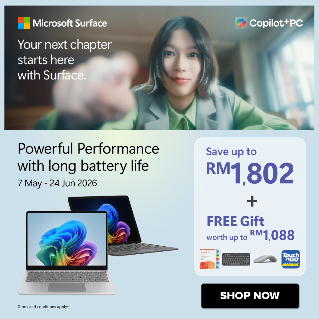 Microsoft Surface Powerful Performance with long battery life (07 May - 24 Jun 2026) - Homepage Mobile