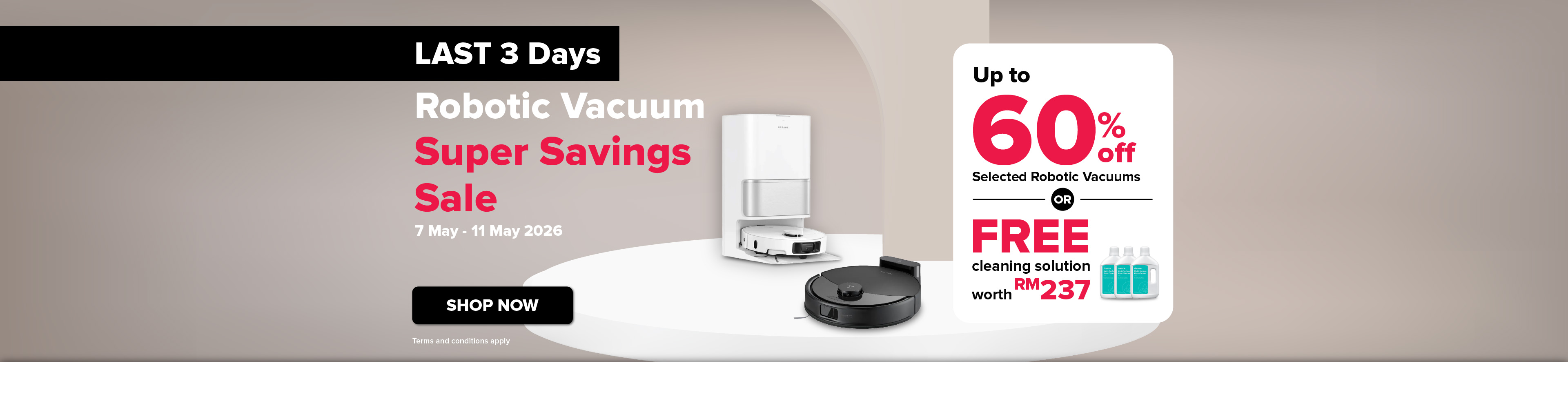Robotic Vacuum Super Savings Sale (07 May - 11 May 2026) - Homepage Desktop