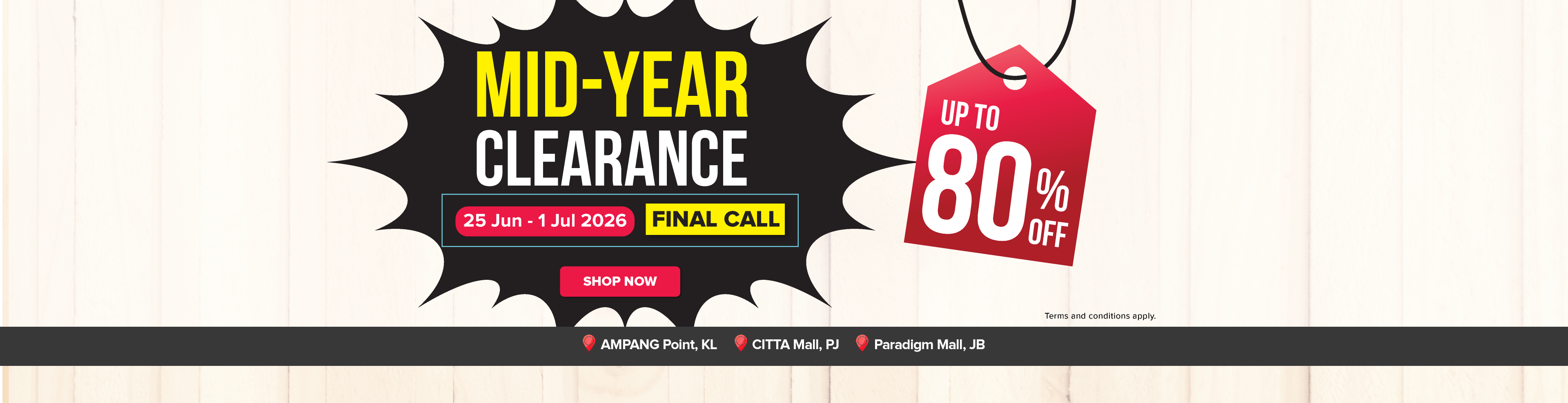Factory Outlet Mid Year Clearance Final Call