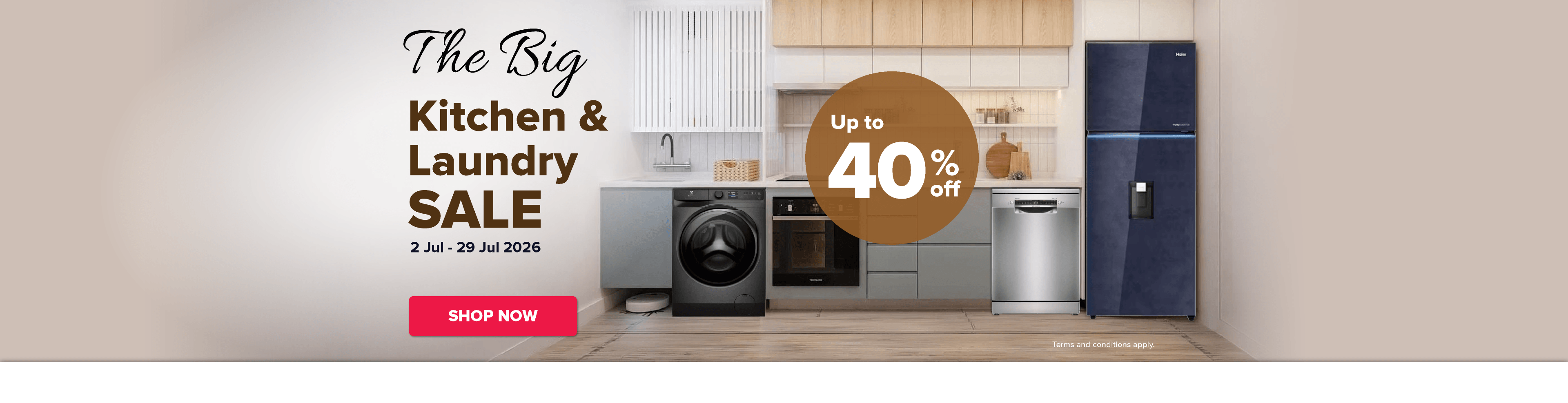 The Big Kitchen & Laundry Sale (02 Jul - 29 Jul 2026) - Homepage Desktop