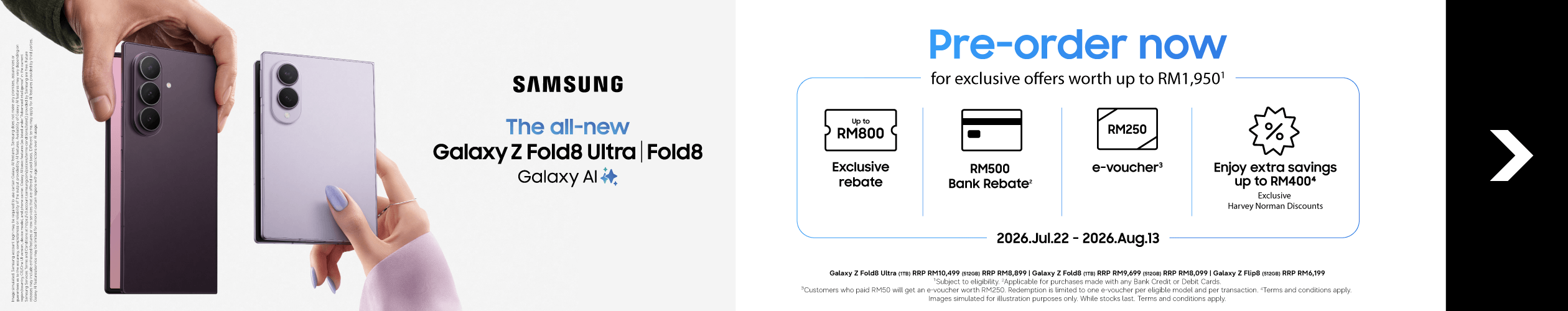 Samsung Galaxy Flip8 | Fold8 | Fold8 Ultra Pre-order 2026 (22 Jul - 13 Aug 2026) - Category Page Banner