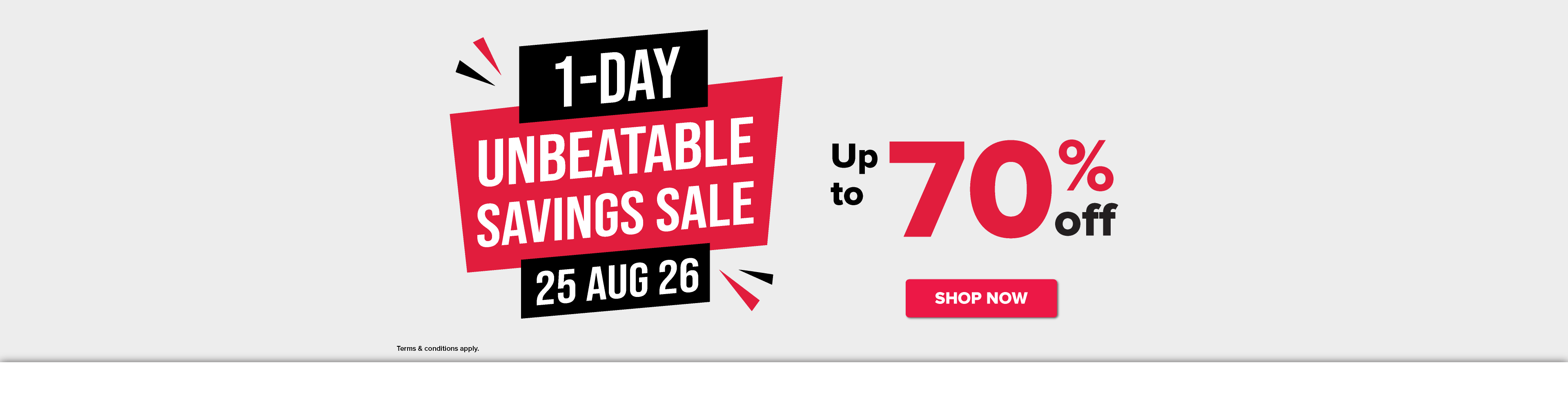 1-Day Unbeatable Savings Sale